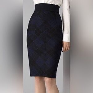 Diane von Furstenberg Quilted Wool Plaid Skirt Size 12